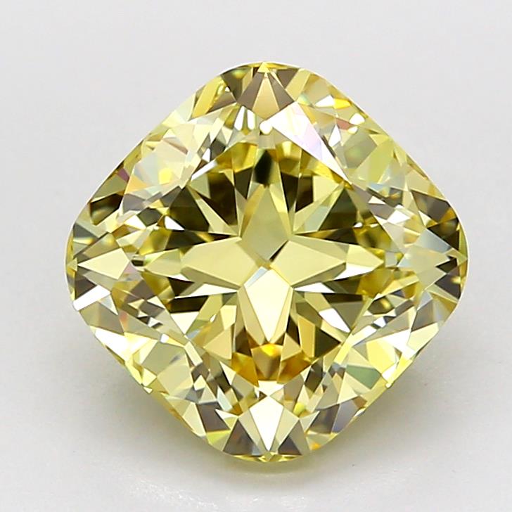 3.01CT Cushion Cut Coloured Lab Grown Diamond YELLOW | VS1 | IGI Certified