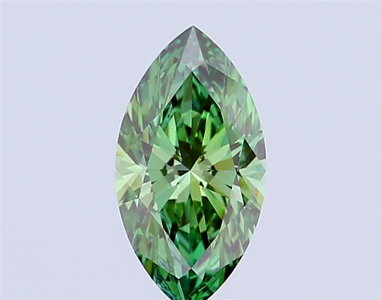 2.52CT Marquise Cut Coloured Lab Grown Diamond GREEN | VVS2 | IGI Certified
